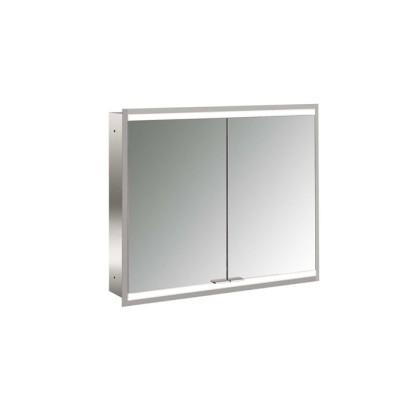 Emco Prime Зеркальный шкаф 80см., с подсветкой LED2 Facelift встраив. модель, 2-дверки, IP 20 задняя панель  цвет белый лакир.