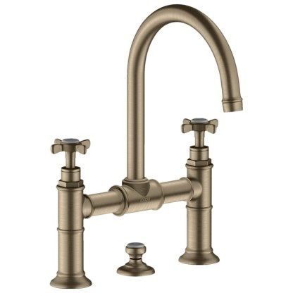 Axor Montreux, Смеситель для раковины 220,с двумя рукоятками, с донным клапаном,  цвет: никель шлифованный