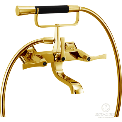 CISAL Cherie Смеситель для ванны двухрычажный, с душевым комплектом, цвет: золото/черный