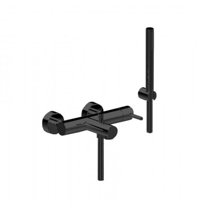 Bongio ON Смеситель для ванны, настенный, с ручным душем, настенным держателем и шлангом 150см., цвет: матовый черный хром