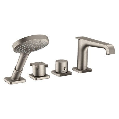 Axor Citterio E Смеситель на борт ванны, 4 отв., термостатический, с ручным душем, цвет: сталь