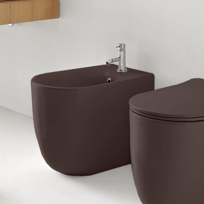 Kerasan Nolita Биде напольное с 1 отв. под смеситель 55х35 см, с креплениями WB5N, цвет: Borgogna matt