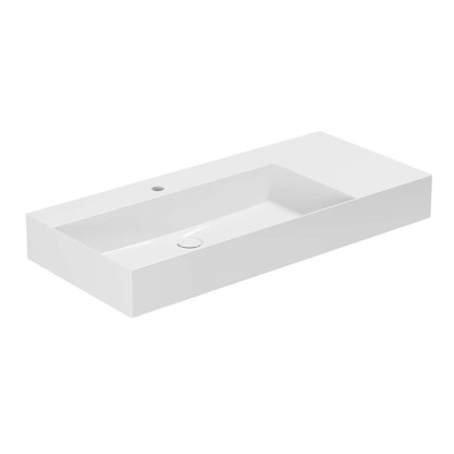 Azzurra Elegance Squared Раковина подвесная/накладная, 102x46xH12,5 см, правая, 1 отв., цвет: Bianco lucido