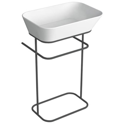 Simas Wave Структура металлическая напольная 50х40х75 см, с раковиной без отв. под смеситель, цвет: черный матовый