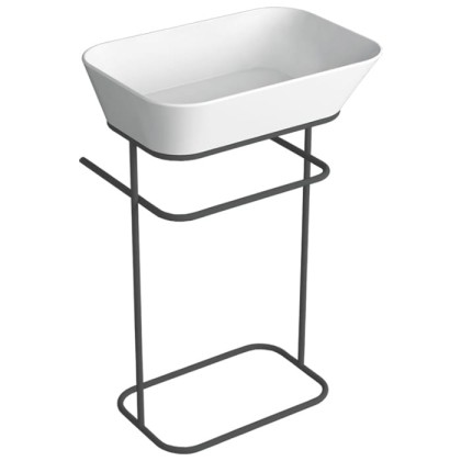 Simas Wave Структура металлическая напольная 50х40х75 см, с раковиной без отв. под смеситель, цвет: черный матовый