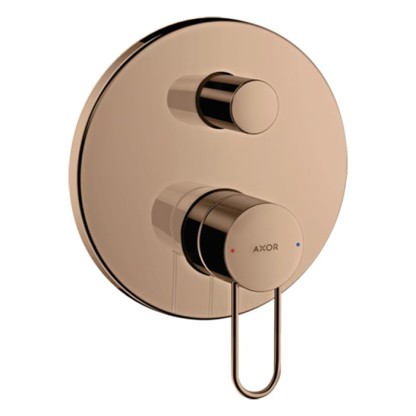 Axor Uno Смеситель для ванны, встраиваемый, с переключателем на 2 потока, со встроенной защитной комбинацией, цвет: полированное красное золото