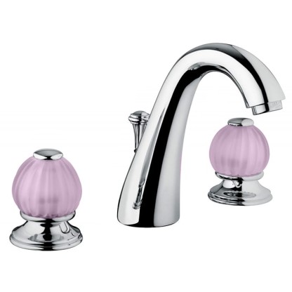 Bongio Rivoli Смеситель для раковины, 3 отв., цвет: хром/Rosa antico 06