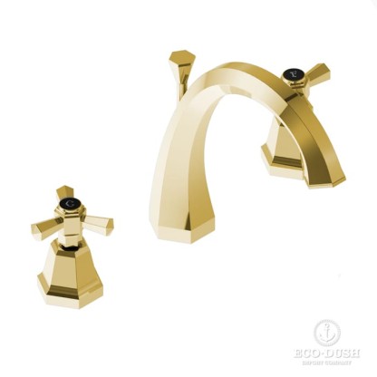 Stella Eccelsa Смеситель для раковины на 3 отверстия 3225, с донным клапаном, цвет: золото