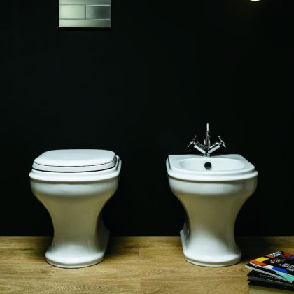 Azzurra Charme Биде напольное 52x40xH42 см с 1 отв., c креплением KIT 2000 CF, цвет: Bianco lucido