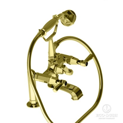 Stella Eccelsa Leve Смеситель на борт ванны, на 2 отв., с ручным душем, цвет: золото 24К