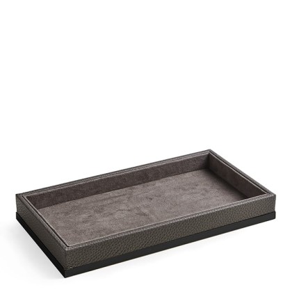 3SC Milano Лоток универсальный 28х15хh4см, цвет: коричневая эко-кожа/черный матовый