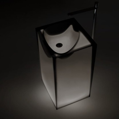 Antonio Lupi Astro Раковина 50х45х85 см, без отв., напольная, слив в пол, с дон. клапан, сифоном и трубой слива, Cristalmood, цвет: Fum?