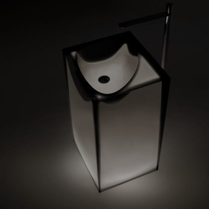 Antonio Lupi Astro Раковина 50х45х85 см, без отв., напольная, слив в пол, с дон. клапан, сифоном и трубой слива, Cristalmood, цвет: Fum?