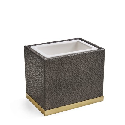 3SC Milano Стакан настольный,  цвет: коричневая эко-кожа/золото 24к. Lucido