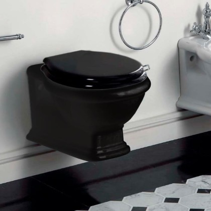 SIMAS Lante Унитаз подвесной безободковый "Rimless", 53х38,5см, цвет: черный глянцевый