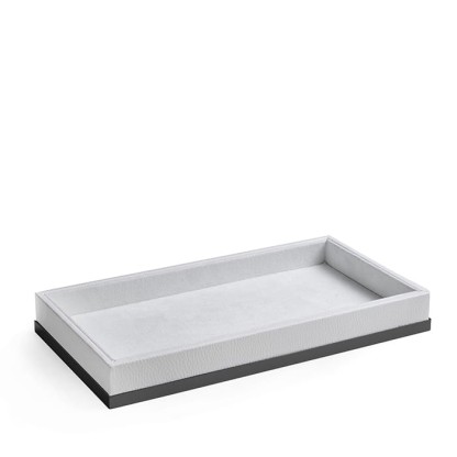 3SC Snowy Лоток универсальный 28х15хh4см, цвет: белая эко-кожа/черный матовый