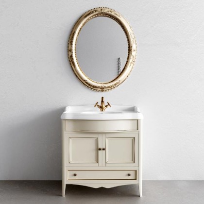 TW Veronica, База с раковиной Simas AR864bi x1 90x56см, с 1отв., 2 распашные дверки+1 выдв.ящик, доводч. Blum, ручки: Riflesso бронза, напольная, Цвет: vintage