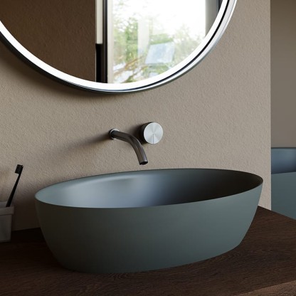 Salini Alda Раковина накладная 58х35х15cм, без отв., без перелива, материал: S-Stone, цвет: Tarpaulin grey