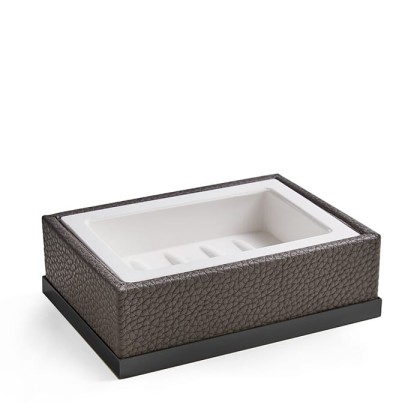 3SC Milano Мыльница настольная, цвет: коричневая эко-кожа/черный матовый