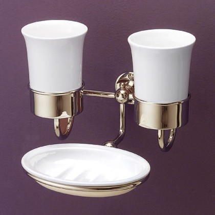 Devon&Devon First Class Мыльница и два стакана, подвесные, цвет: золото/белый