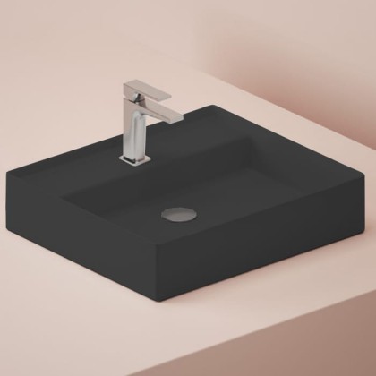 Artceram Scalino Раковина накладная 55х48см, с 1 отв., без слив перелива, цвет: черный матовый
