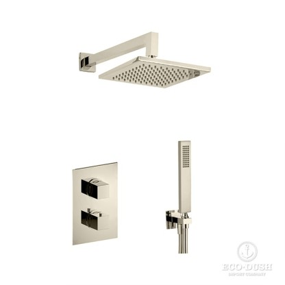 Cisal Wave Комплект для душа: термостатический смеситель, с  переключ, верхний душ с настеным держателем, ручн душ, цвет:  Nichel Spazzolato