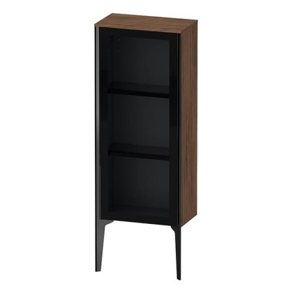 Duravit XViu Шкаф подвесной со стеклянной дверью 40x24x89см, 2 стеклянные полки (петли справа), цвет: walnut dark/черный матовый