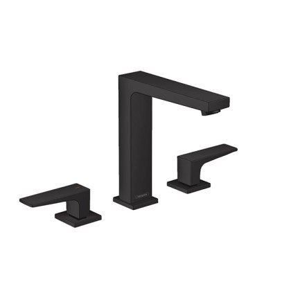 Hansgrohe Metropol Смеситель для раковины 160, на 3 отв, с донным клапаном, излив 152мм, цвет: черный матовый
