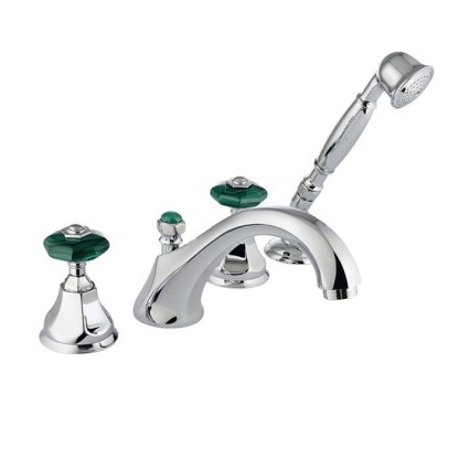 Nicolazzi Teide Смеситель на борт ванны, 4 отв., излив: 223 мм, с ручным душем, цвет: хром