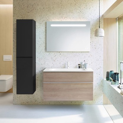 Burgbad Fiumo Комплект подвесной мебели 102х49х61см, с раковиной на 1 отв., ручки белые матовые, цвет: Eiche Dekor Cashmere