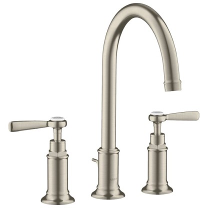 Axor Montreux, Смеситель для раковины 180,на 3 отверстия, с рычаговымирукоятками, с донным клапаном, цвет: никель шлифованный