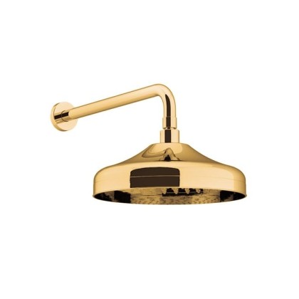 Gattoni PD Верхний душ D=200мм с держателем из стены 349 мм до центра, цвет: золото 24К