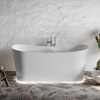 Novellini Ship Ванна пристенная 160х90х62см., со смесителем, с донным клапаном click-clack, novotech, цвет: белый матовый