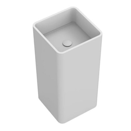 MOMA Tube Tower Раковина 40х40см., отдельностоящая, слив в пол, с донным клапаном, цвет: белый матовый