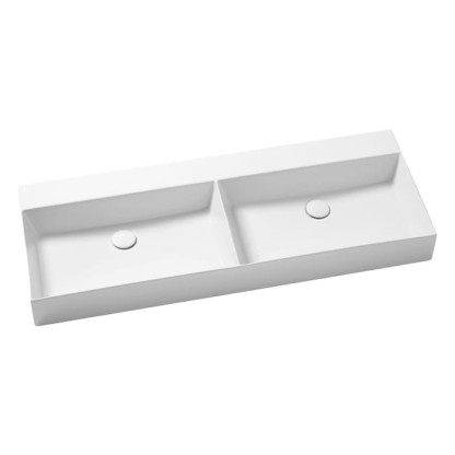 Azzurra Elegance Squared Раковина подвесная/накладная, 122x45xH12,5 см, без отв., двойная, цвет: Bianco lucido