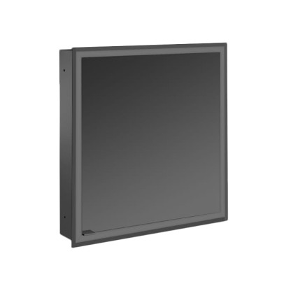 EMCO Prime Зеркальный шкаф 60x70см., с подсветкой, встраиваемый, 1 дверь, R, 2 полки, розетка, цвет: черный
