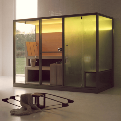Effegibi Mid Сауна с хаммам и душем 300x137x220см, угловая SX, цвет: Soft Sand