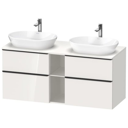 Duravit D-Neo Тумбочка подвесная 64.4x140x55 см, 2 раковины, 2 ящика, цвет: белый высокоглянцевый