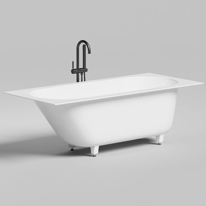 Salini Ornella Kit Встраиваемая ванна 170х75х60cм, овальная чаша, донный клапан, сифон, щелевой слив-перелив, S-Sense, цвет: белый матовый