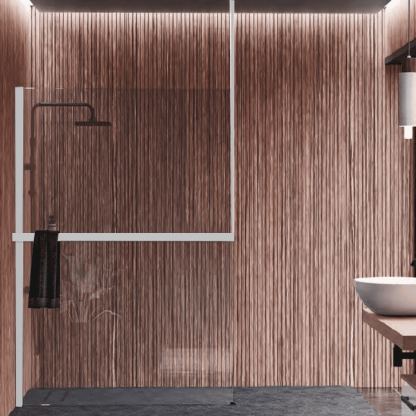 Novellini Kuadra H Душевое ограждение 160х205cм., с свободным входом, Sx, с потолочным кронштейн, с полотенцедержателем, стекло прозрачное, цвет: белый матовый