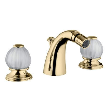 Bongio Rivoli Смеситель для биде, 3 отв., цвет: золото/хрусталь