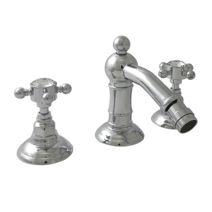 Nicolazzi Half Dome Crystal Смеситель для биде на 3 отверствия с донным клапаном, излив: 127 мм, цвет: хром