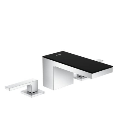 Axor MyEdition Смеситель для раковины, на 3 отв., излив 200мм, с донным клапаном, цвет: хром/черное стекло