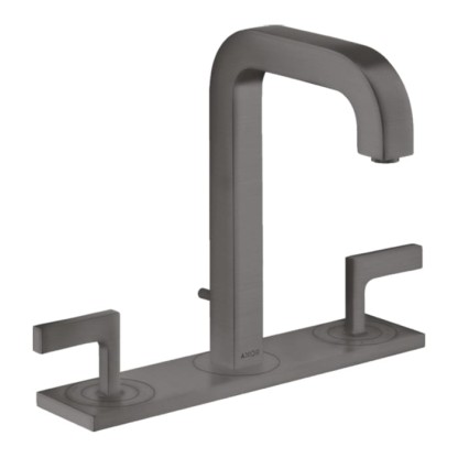 Axor Citterio Смеситель для раковины 170, на 3 отв., ручка: рычаг, с панелью, с донным клапаном, цвет: шлифованный черный хром