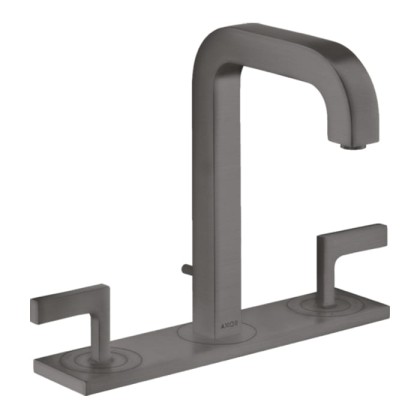 Axor Citterio Смеситель для раковины 170, на 3 отв., ручка: рычаг, с панелью, с донным клапаном, цвет: шлифованный черный хром