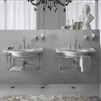 Globo Paestum Консоль латунная подвесная 90х60хh60см, с раковиной на 1 отв., с комплектом креплений, цвет: хром