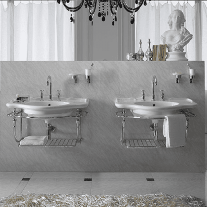 Globo Paestum Консоль латунная подвесная 90х60хh60см, с раковиной на 1 отв., с комплектом креплений, цвет: хром