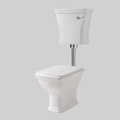 Artceram CIVITAS Унитаз 36х54см., со средним бачком и трубой хром, с механизмом с фронтальной ручкой, с сиденьем, микролифт, цвет: белый/хром