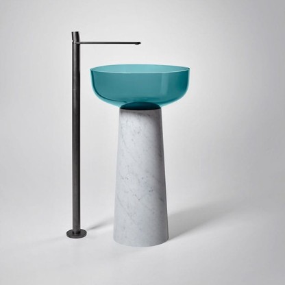 Antonio Lupi Albume Раковина 48х65 см, без отв., на пьедестале, Cristalmood, цвет: Petrolio/Marmo Carrara