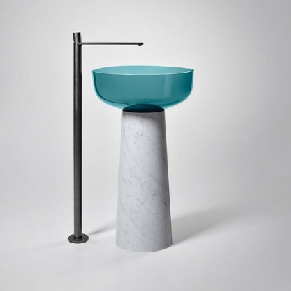 Antonio Lupi Albume Раковина 48х65 см, без отв., на пьедестале, Cristalmood, цвет: Petrolio/Marmo Carrara